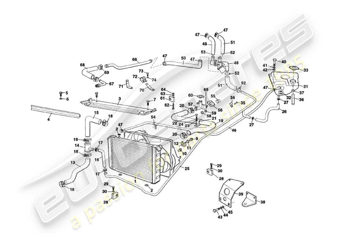 aston martin v8 coupe (1999) wasserkühlsystem, bis zu 79079 ersatzteildiagramm