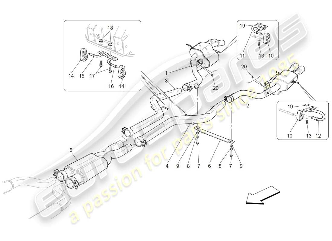 maserati granturismo (2009) schalldämpfer ersatzteildiagramm