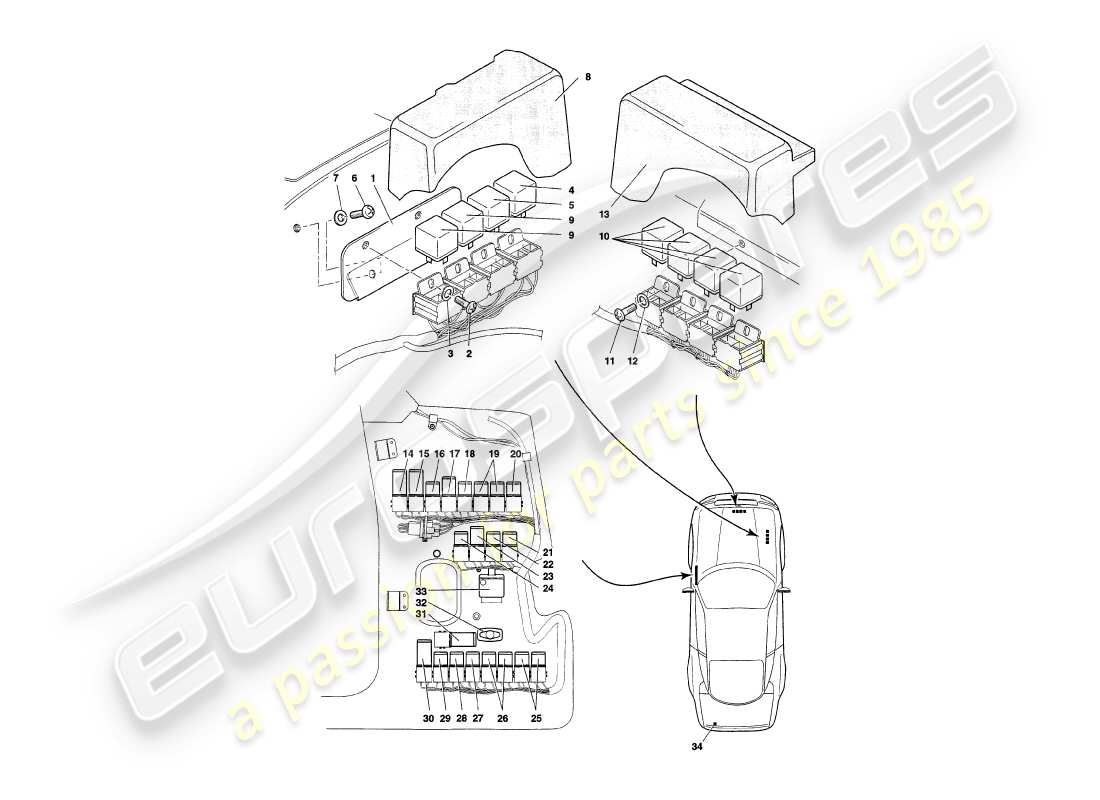 aston martin v8 coupe (1999) relais, bis vin v79091 ersatzteildiagramm