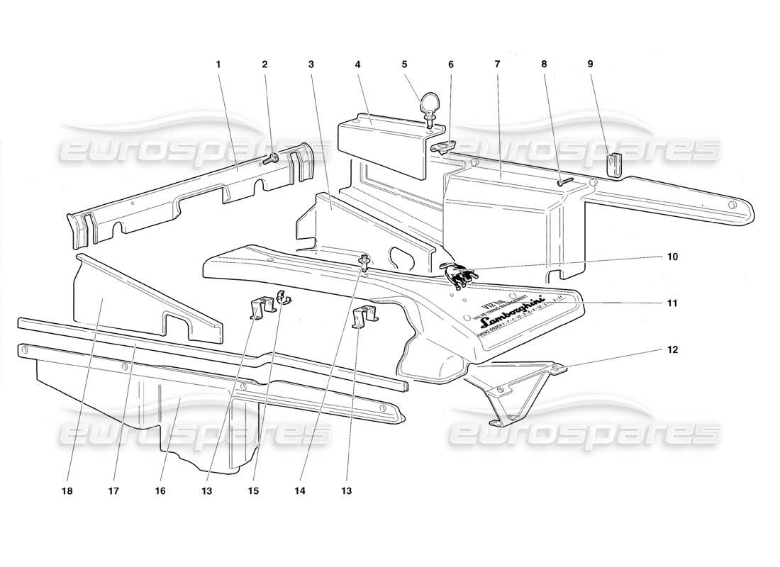 lamborghini diablo roadster (1998) teilediagramm für motorgehäuseplatten