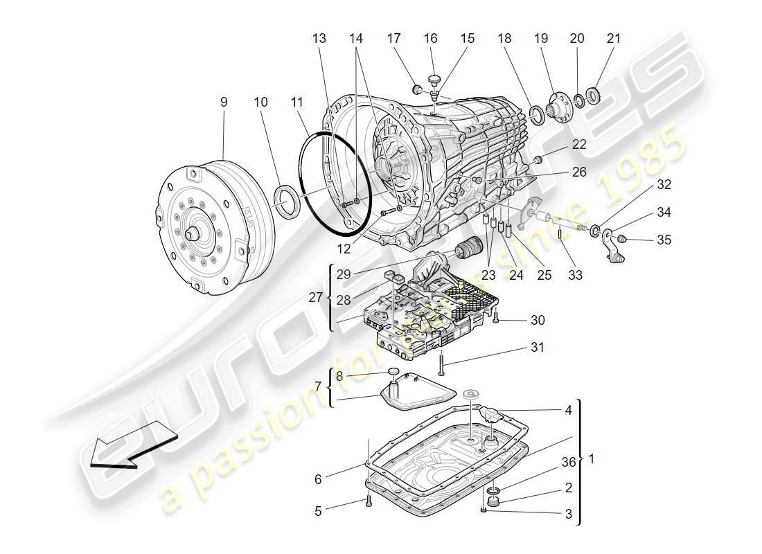 maserati granturismo (2009) getriebegehäuse ersatzteildiagramm