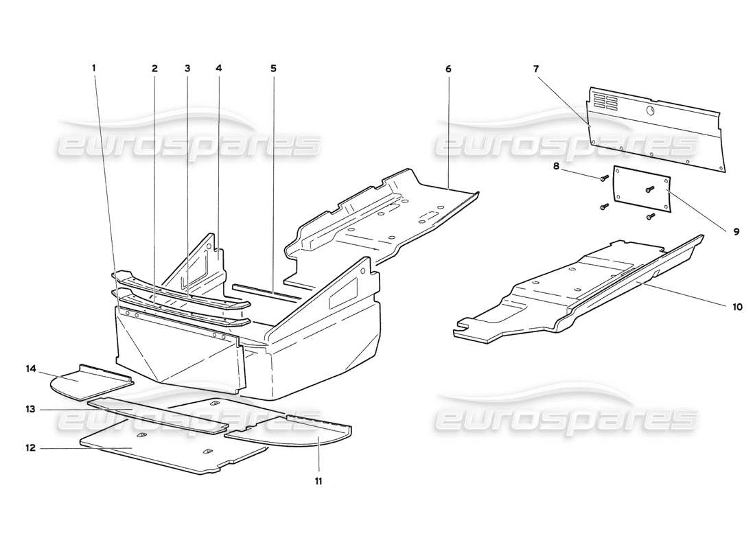 lamborghini diablo 6.0 (2001) teilediagramm für rahmenbodenplatten