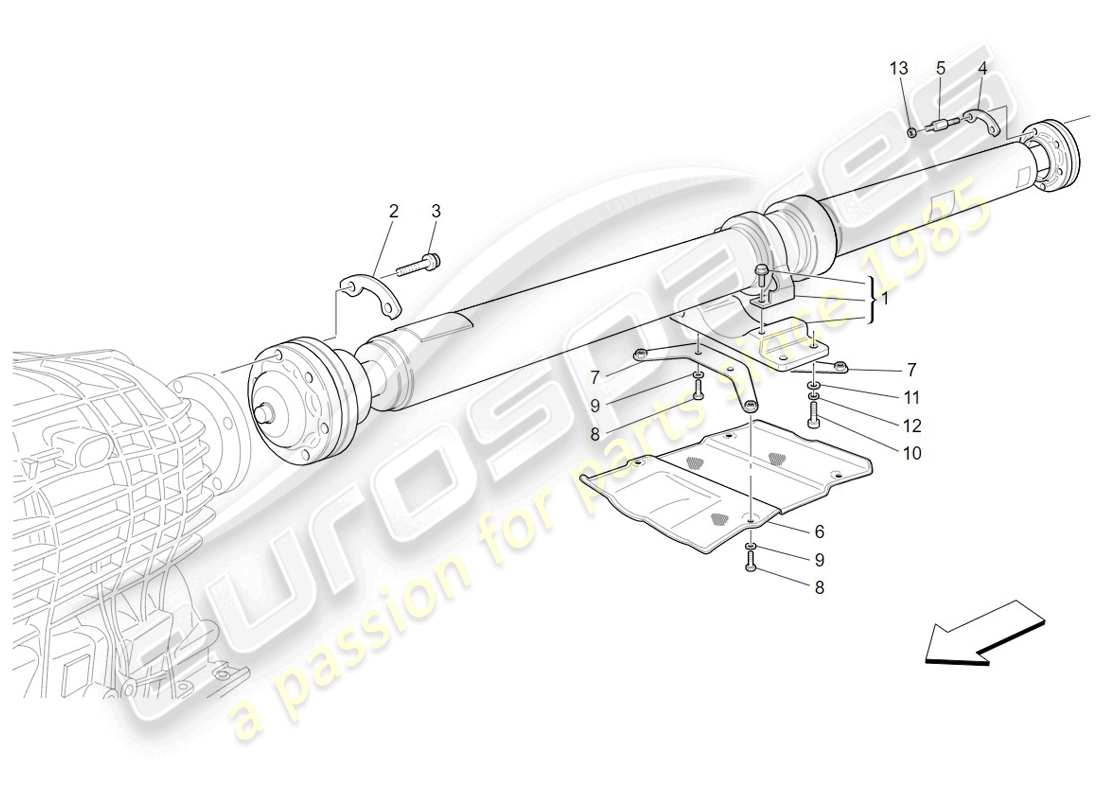 maserati granturismo (2009) getriebewelle teilediagramm