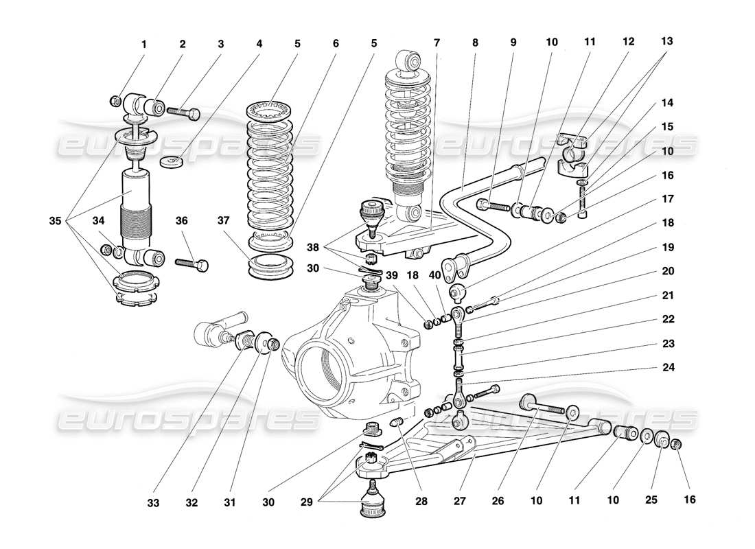 lamborghini diablo se30 (1995) vordere aufhängung teilediagramm