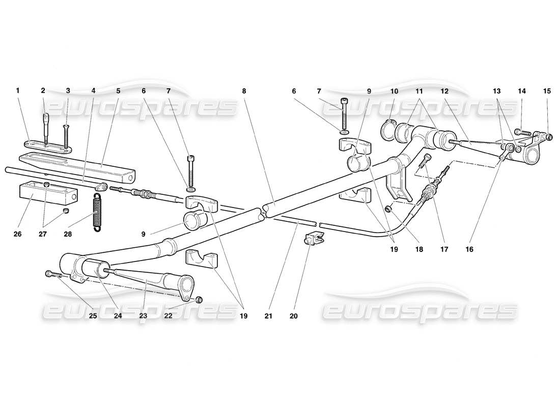 lamborghini diablo se30 (1995) teilediagramm für verstellbaren hinteren überrollbügel