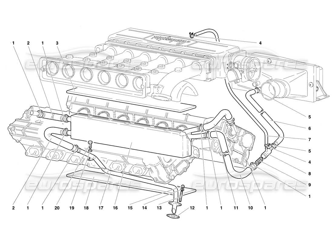 lamborghini diablo se30 (1995) teilediagramm des motoröl-entlüftungssystems