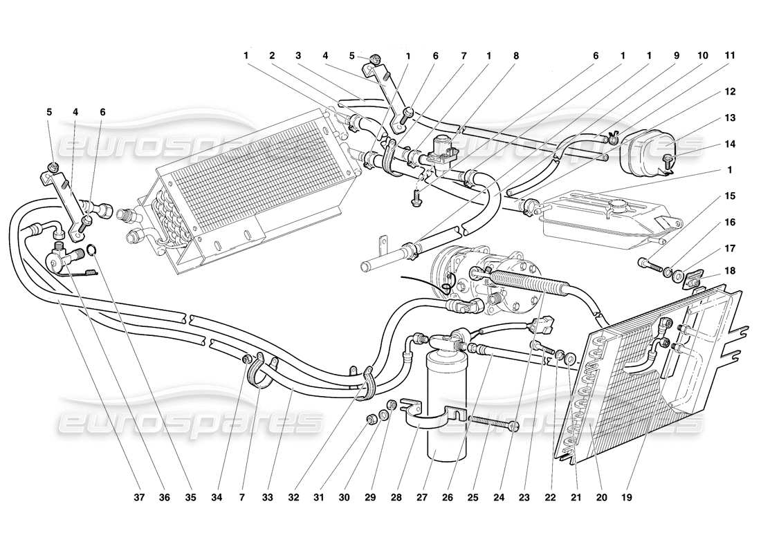 lamborghini diablo se30 (1995) teilediagramm für die klimaanlage