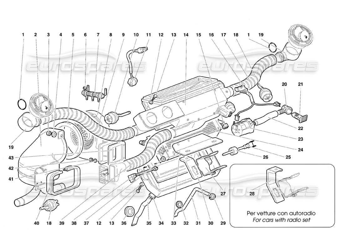 lamborghini diablo se30 (1995) teilediagramm für die klimaanlage