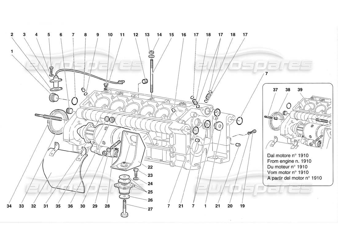 lamborghini diablo sv (1998) kurbelgehäuse-teilediagramm