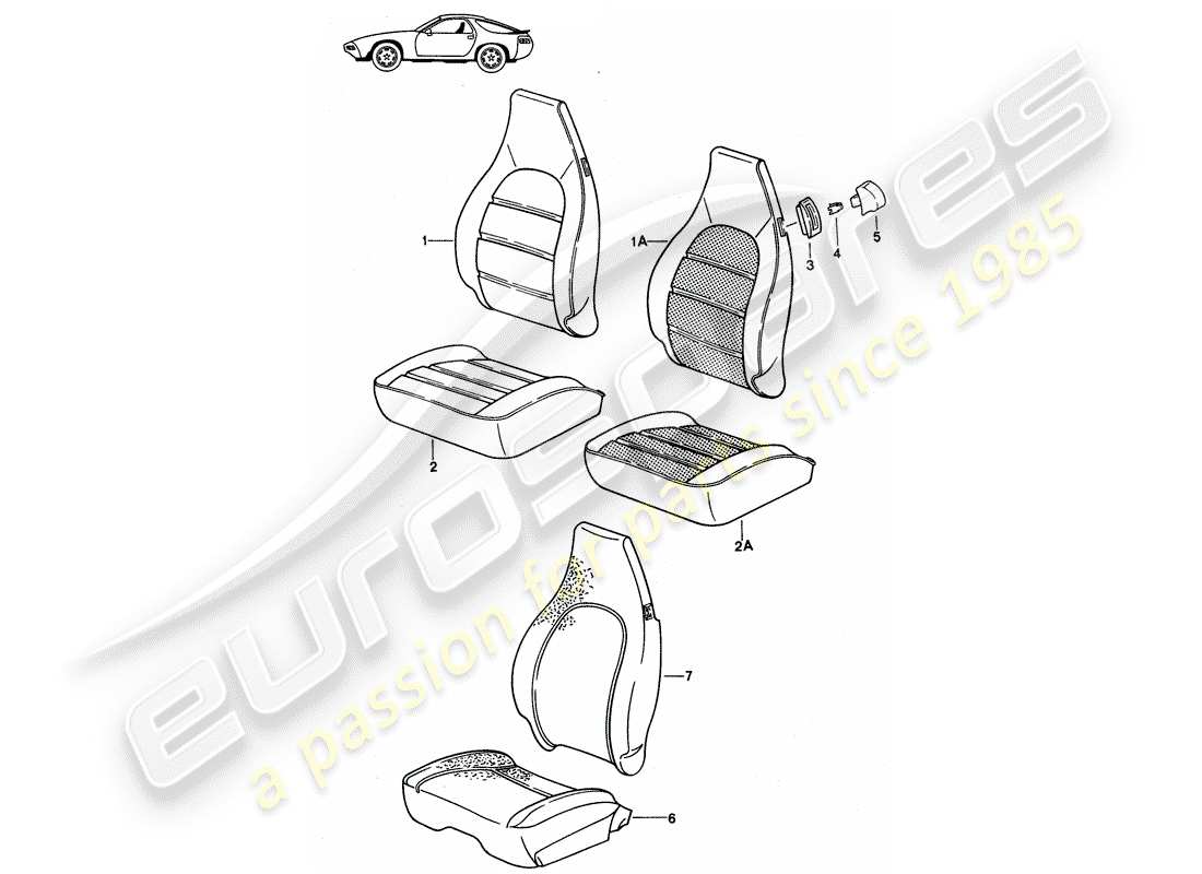 eine teilezeichnung aus dem porsche 1994 (seats for 944/968/911/928) teilekatalog