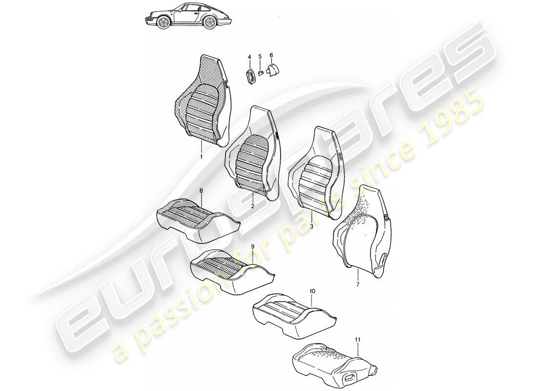 eine teilezeichnung aus dem porsche 1998 (seats for 944/968/911/928) teilekatalog