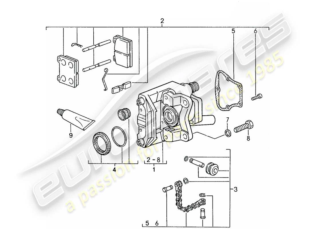 ein teilediagramm aus dem teilekatalog porsche 959