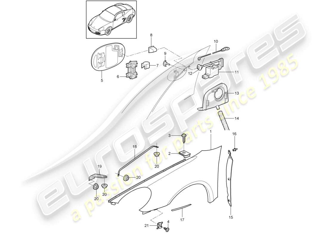 eine teilezeichnung aus dem porsche 2012 (987 cayman) teilekatalog