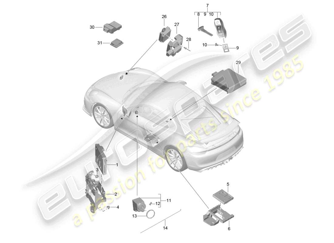 eine teilezeichnung aus dem porsche 2016 (981 cayman gt4) teilekatalog