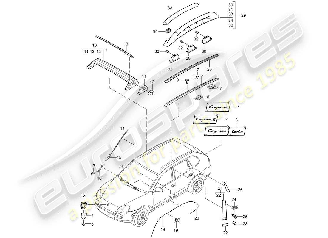 eine teilezeichnung aus dem porsche 2005 (cayenne e1 9pa) teilekatalog