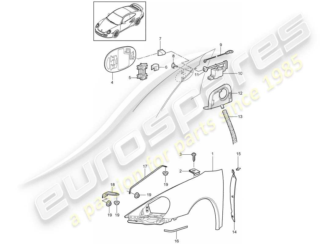 eine teilezeichnung aus dem porsche 2012 (997-2 turbo / gt2 rs) teilekatalog