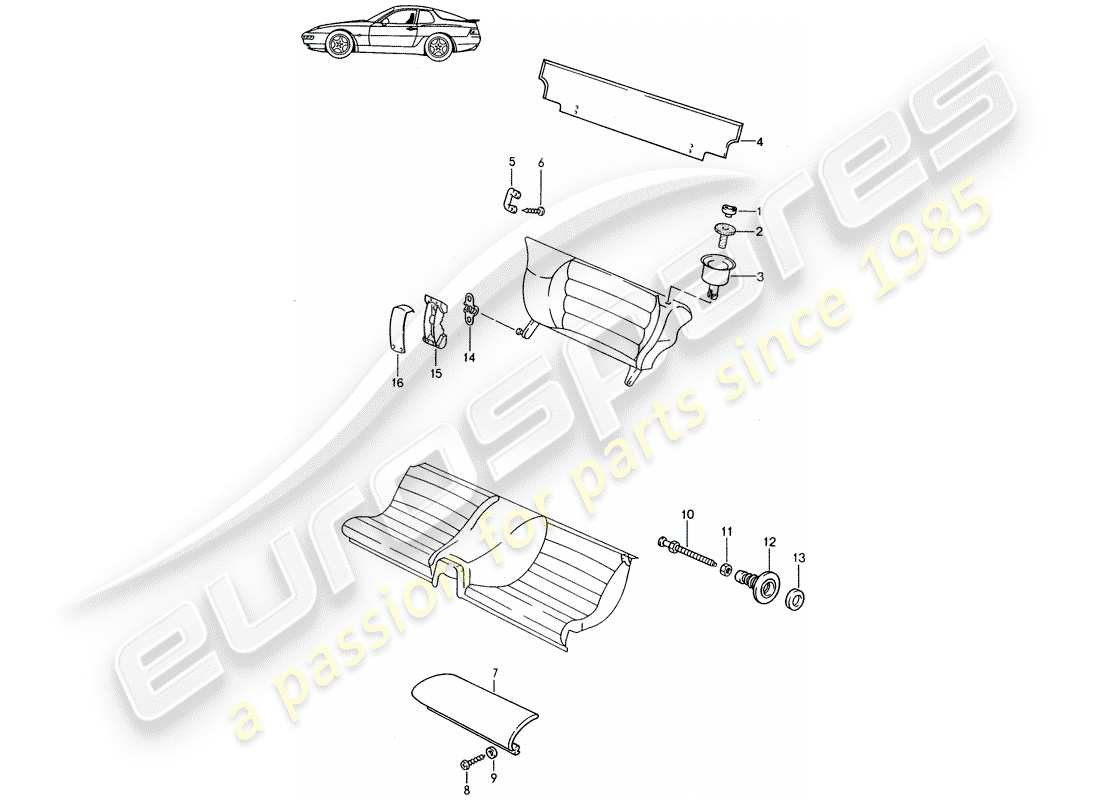 eine teilezeichnung aus dem porsche 1994 (seats for 944/968/911/928) teilekatalog