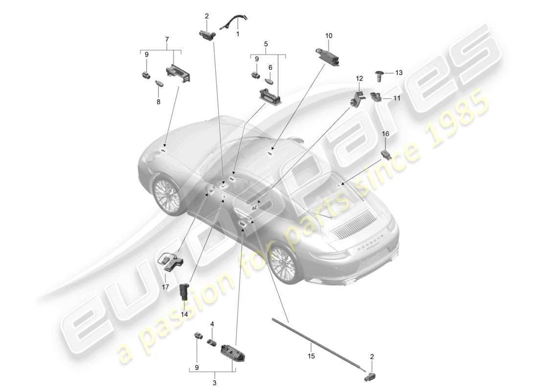 eine teilezeichnung aus dem porsche 2017 (991-2) teilekatalog