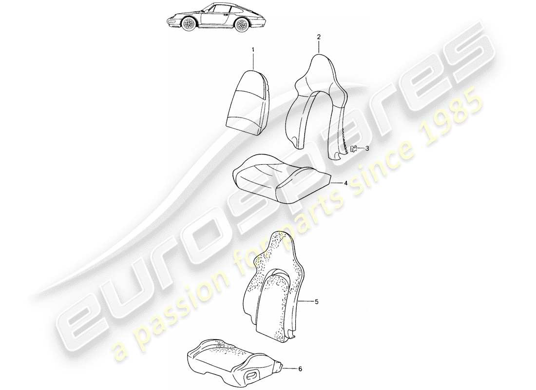 eine teilezeichnung aus dem porsche 1998 (seats for 944/968/911/928) teilekatalog