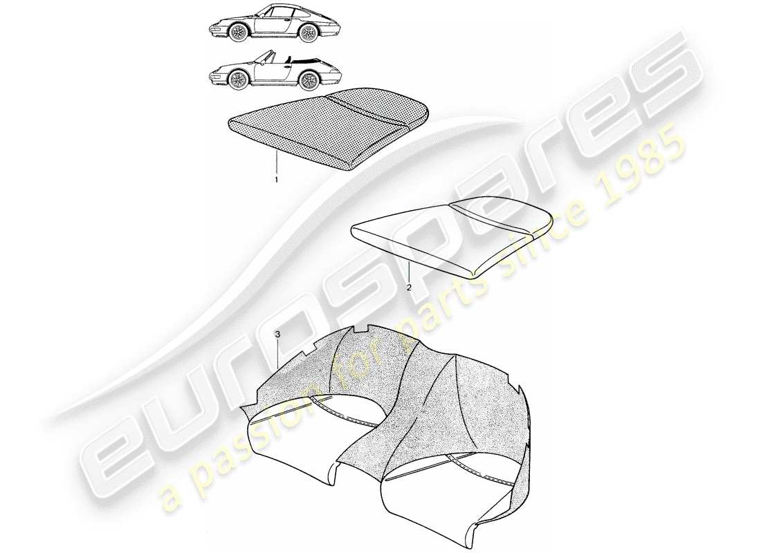 eine teilezeichnung aus dem porsche 1989 (seats for 944/968/911/928) teilekatalog
