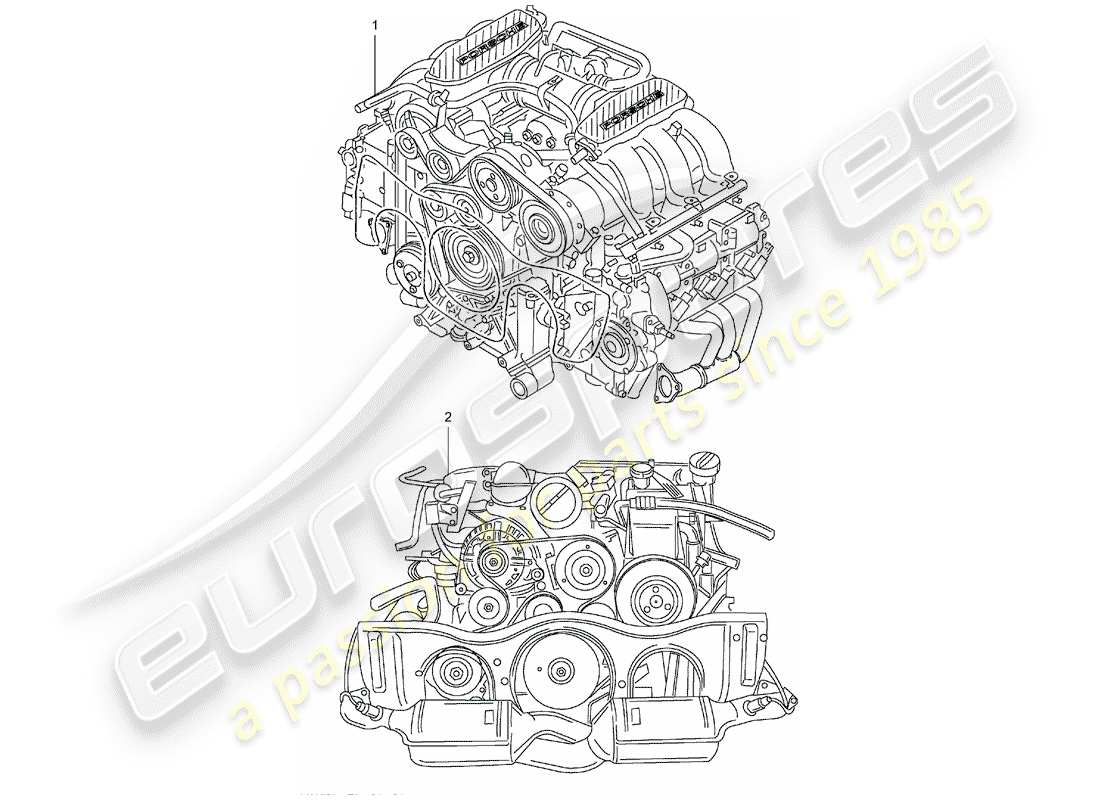 eine teilezeichnung aus dem porsche 1994 (refurbished and exchange catalogue) teilekatalog