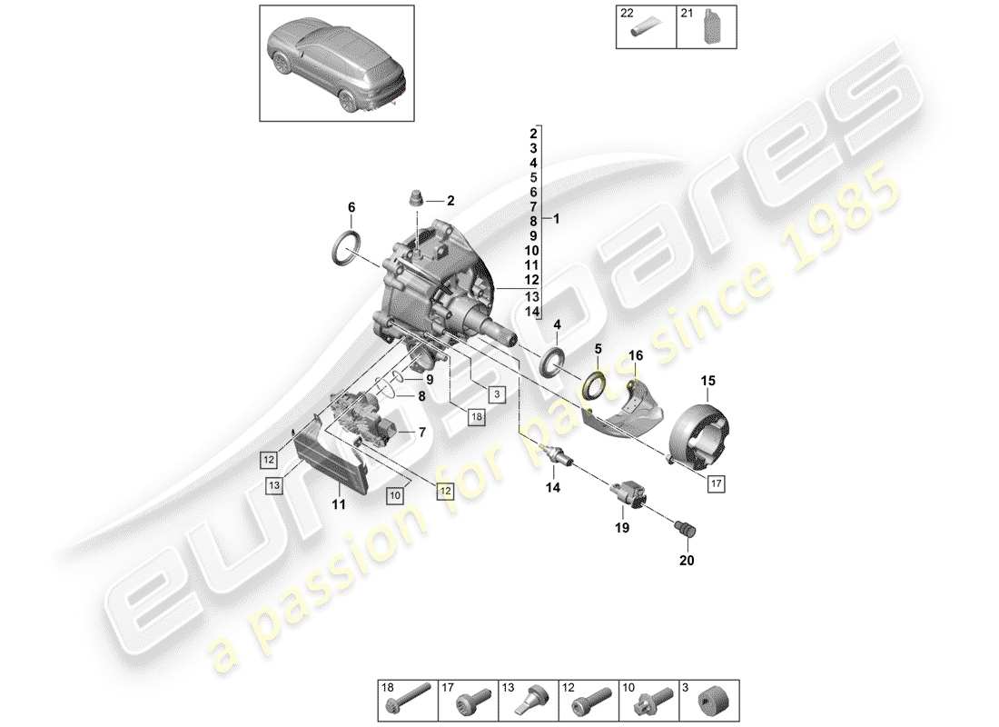 eine teilezeichnung aus dem porsche 2019 (cayenne e3 9ya/9yb) teilekatalog