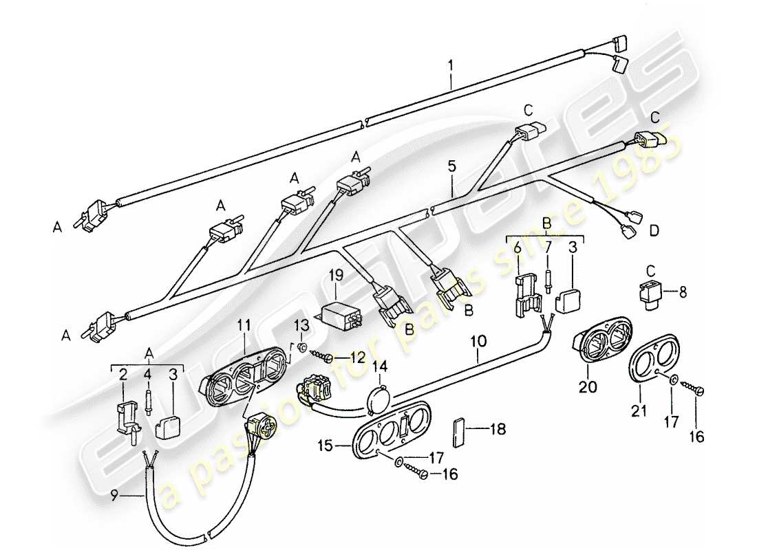 ein teilediagramm aus dem teilekatalog porsche 959