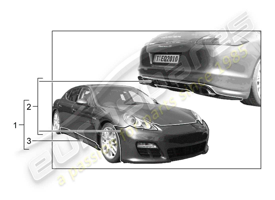 eine teilezeichnung aus dem porsche 2020 (tequipment panamera) teilekatalog