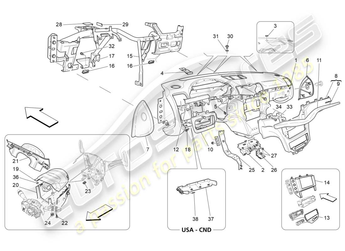 ein teilediagramm aus dem maserati granturismo-teilekatalog