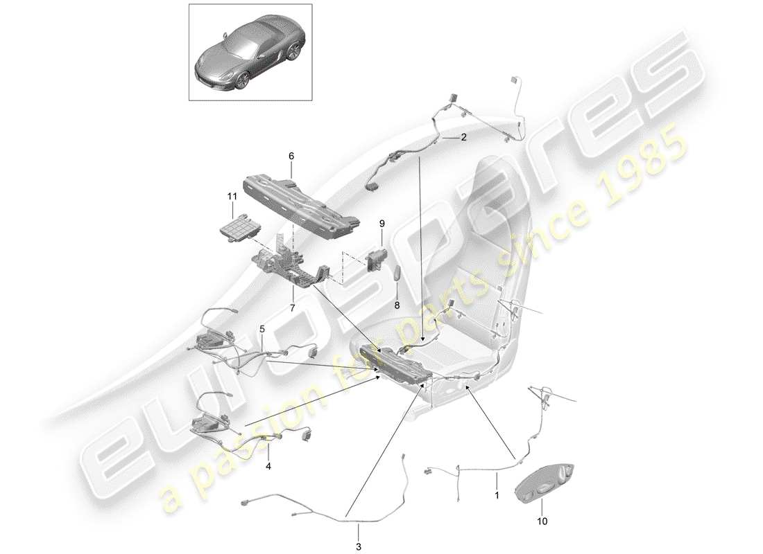 porsche 2020 (718 boxster) kabelbäume ersatzteildiagramm