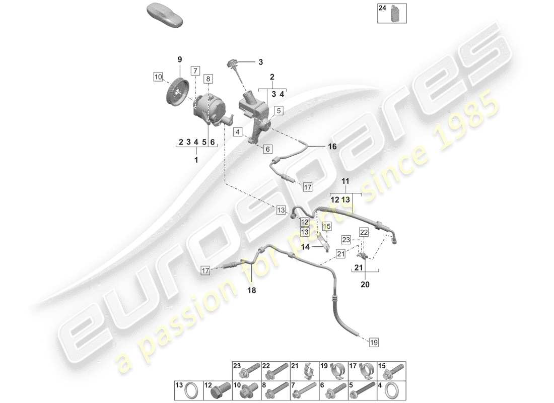porsche 2019 (992-1) hydraulikpumpe ersatzteildiagramm