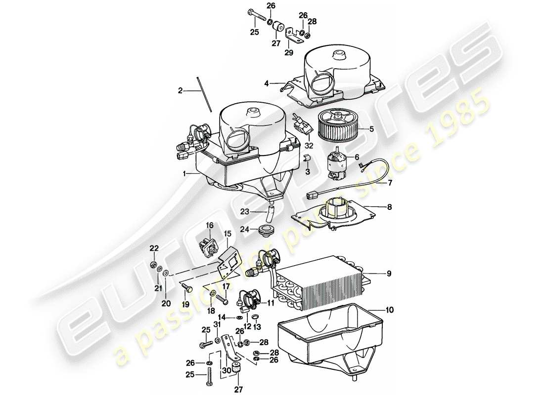 porsche 1986 (924s) klimaanlage teilediagramm