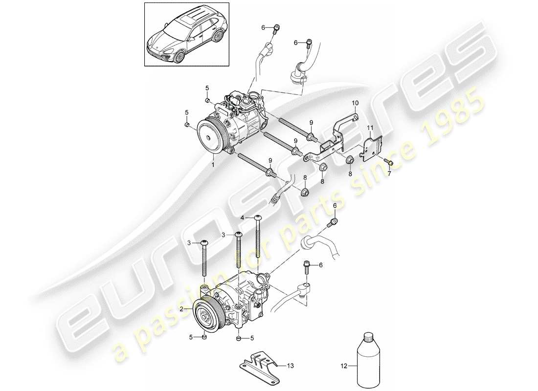 porsche 2014 (cayenne e2 92a) kompressor teilediagramm