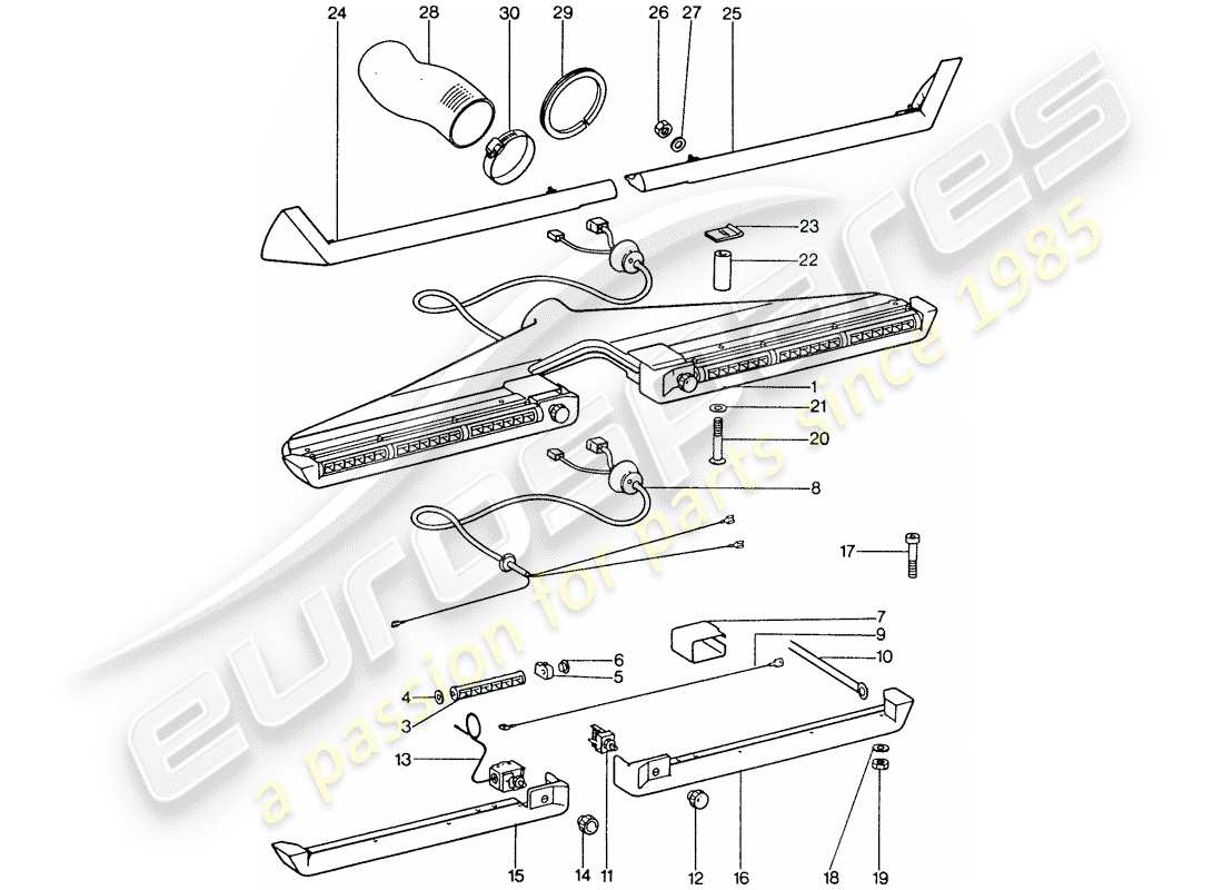 porsche 1974 (911) klimaanlage - düse - zubehör ersatzteildiagramm