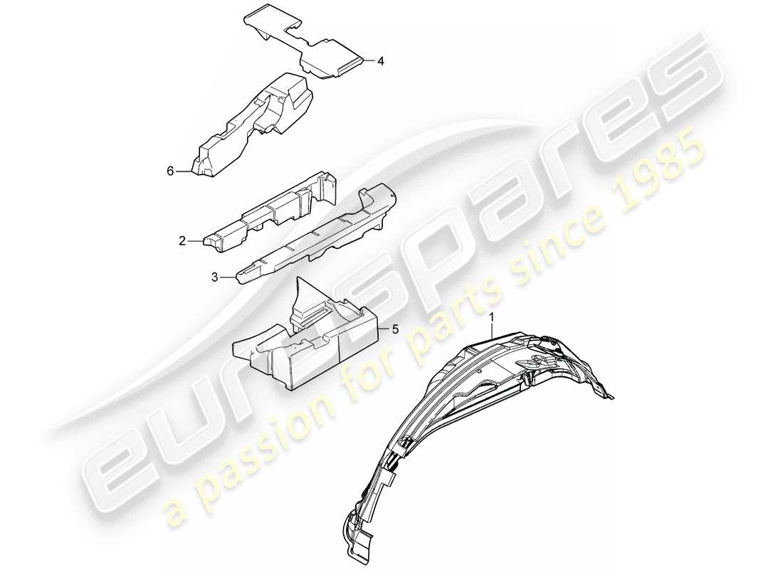 porsche 2008 (cayenne e1 9pa) schallabsorber ersatzteildiagramm