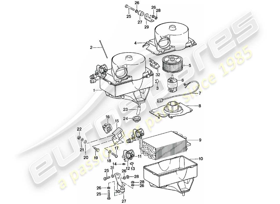 porsche 1984 (924) klimaanlage teilediagramm