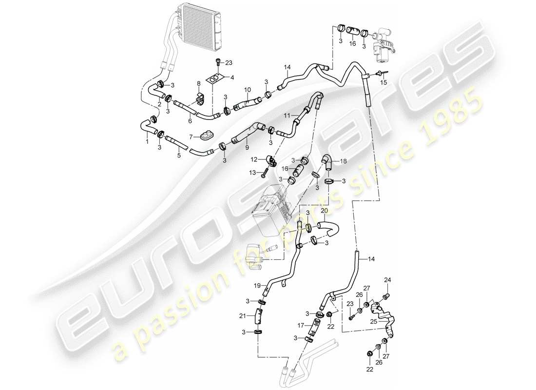 porsche 2003 (cayenne e1 9pa) klimaanlage/heizung/zusatzheizung teilediagramm