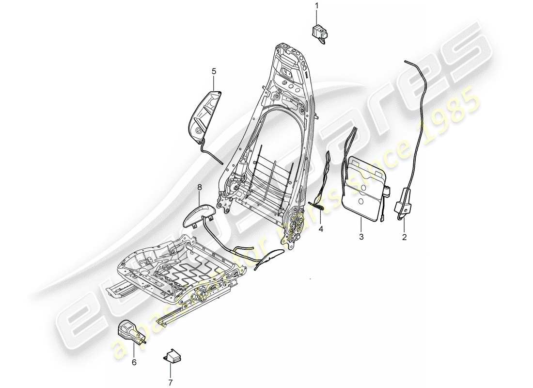 porsche 2008 (997-1 turbo / gt2) lumbar support ersatzteildiagramm