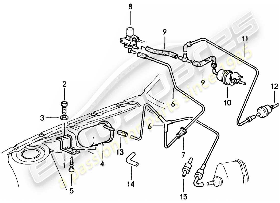 porsche 1984 (924) vakuumleitung - f 92-cn402 198>> - f 93-cn100 306>> teilediagramm