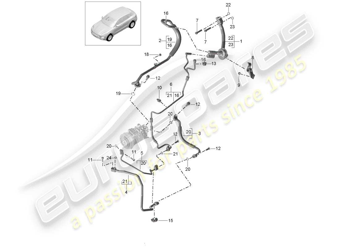porsche 2018 (macan) kältemittelkreislauf teilediagramm