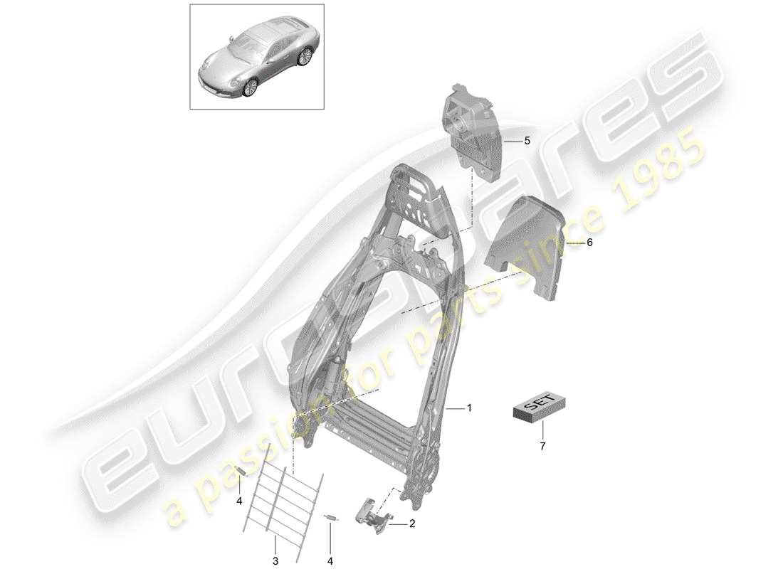 porsche 2019 (991-2) rahmen - rückenlehne ersatzteildiagramm