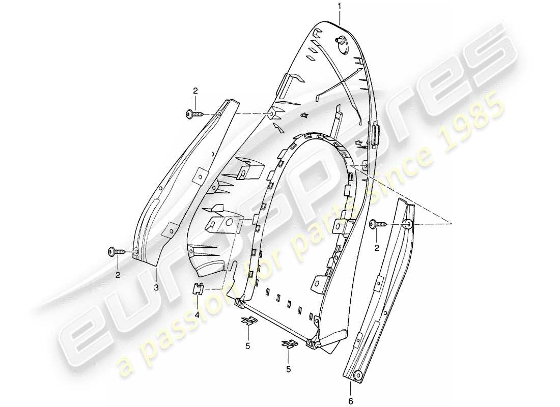 porsche 2004 (986 boxster) rückenschale - standardsitz - komfortsitz ersatzteildiagramm