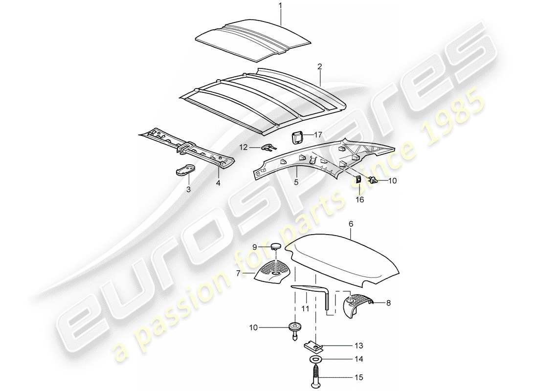 porsche 2008 (997-1) hardtop teilediagramm