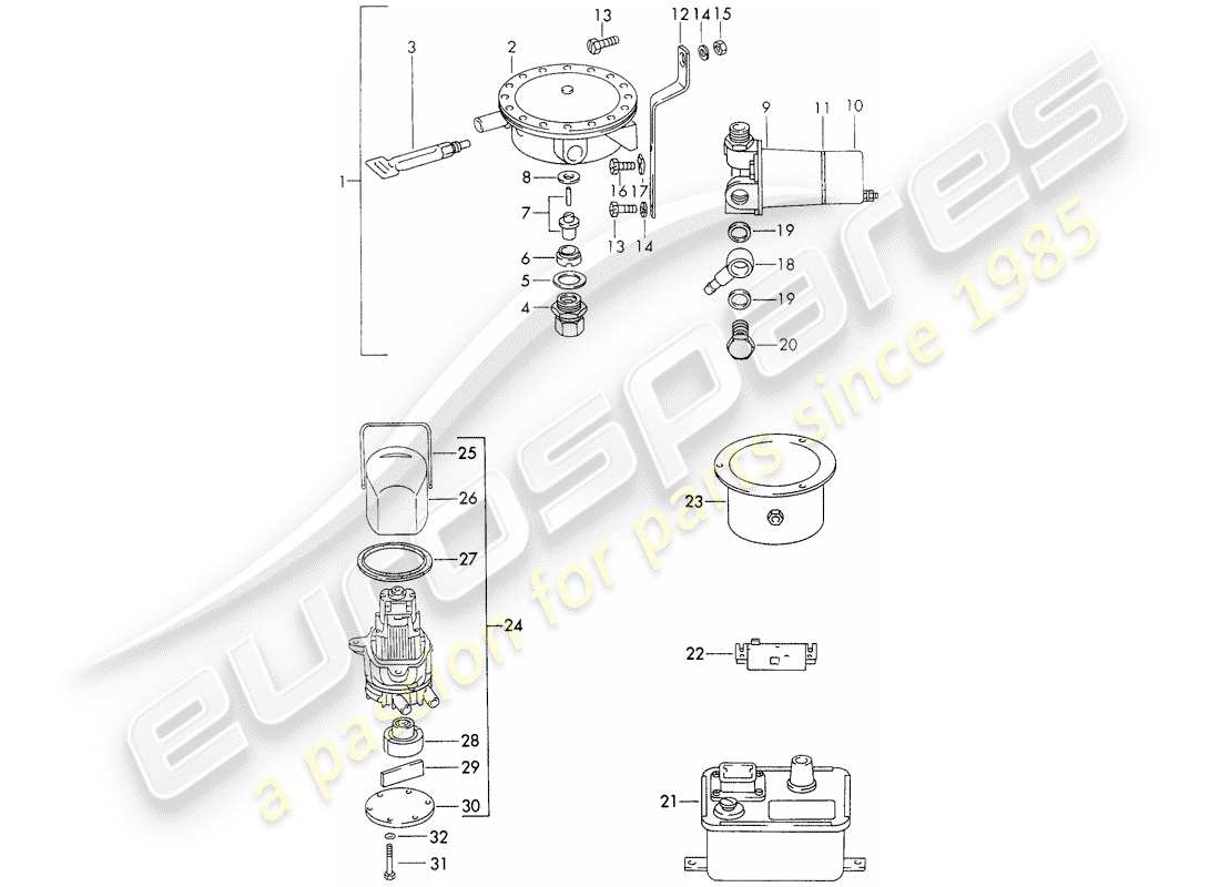 porsche 1971 (911) reparaturmaterial - für - heizung - - webasto - - dosierung - kraftstoffpumpe - zündfunkgeber - serie widerstand ersatzteildiagramm
