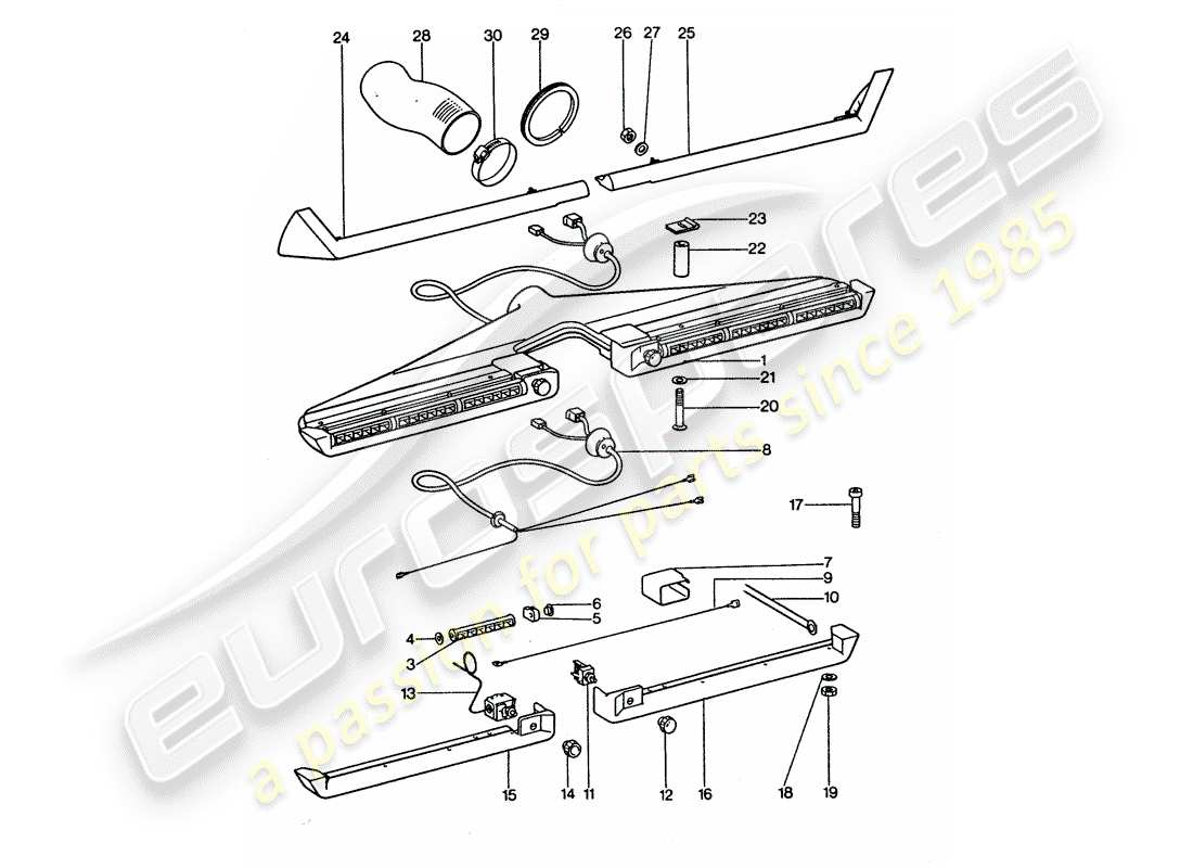 porsche 1976 (911 turbo) klimaanlage - düse - zubehör ersatzteildiagramm