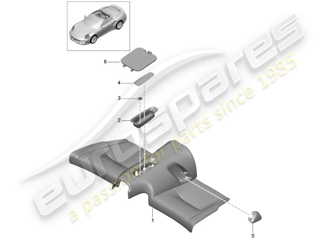 porsche 2017 (991-2 turbo) rücksitzkissen ersatzteildiagramm