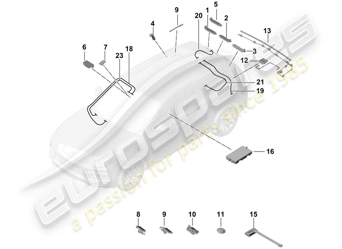 porsche 2019 (cayenne e3 9ya/9yb) antennenverstärker teilediagramm