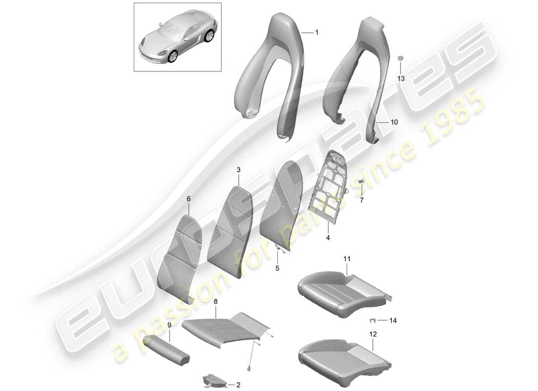 porsche 2018 (718 cayman) schaumteil teilediagramm