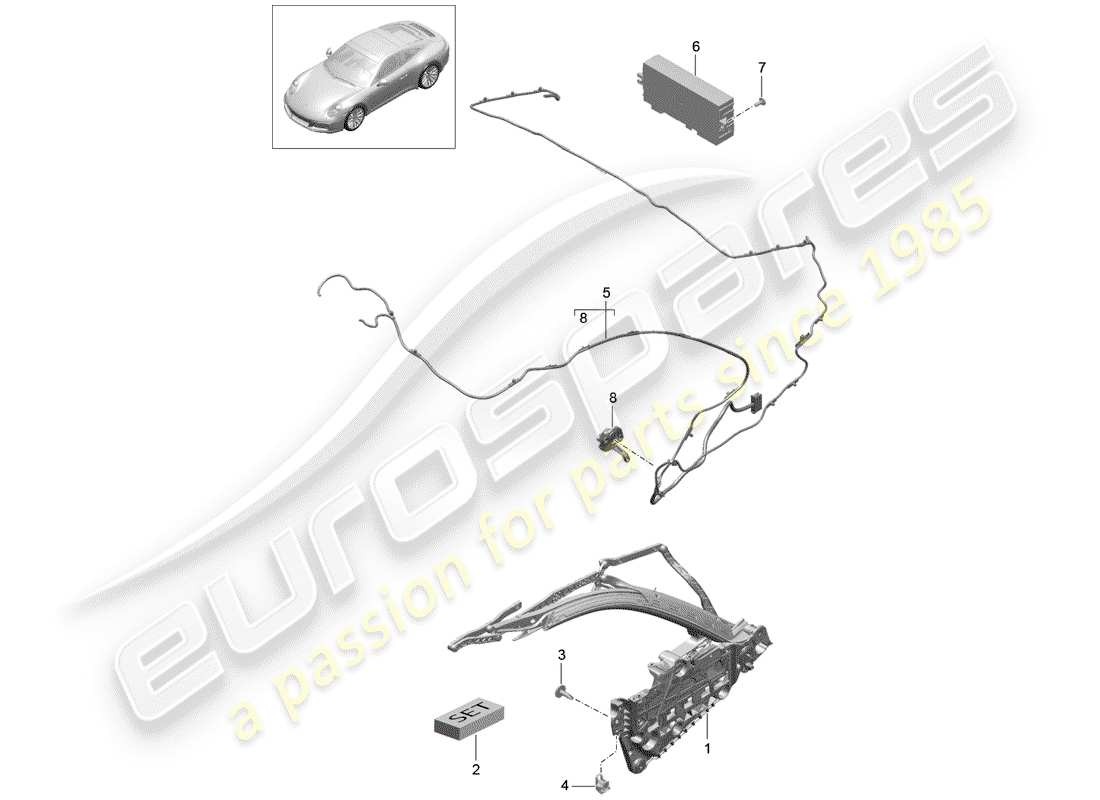 porsche 2020 (991-2) top frame ersatzteildiagramm