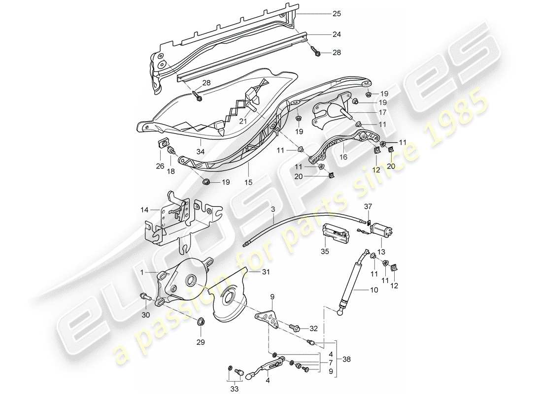 porsche 2007 (987 boxster) antriebsmechanismus teilediagramm